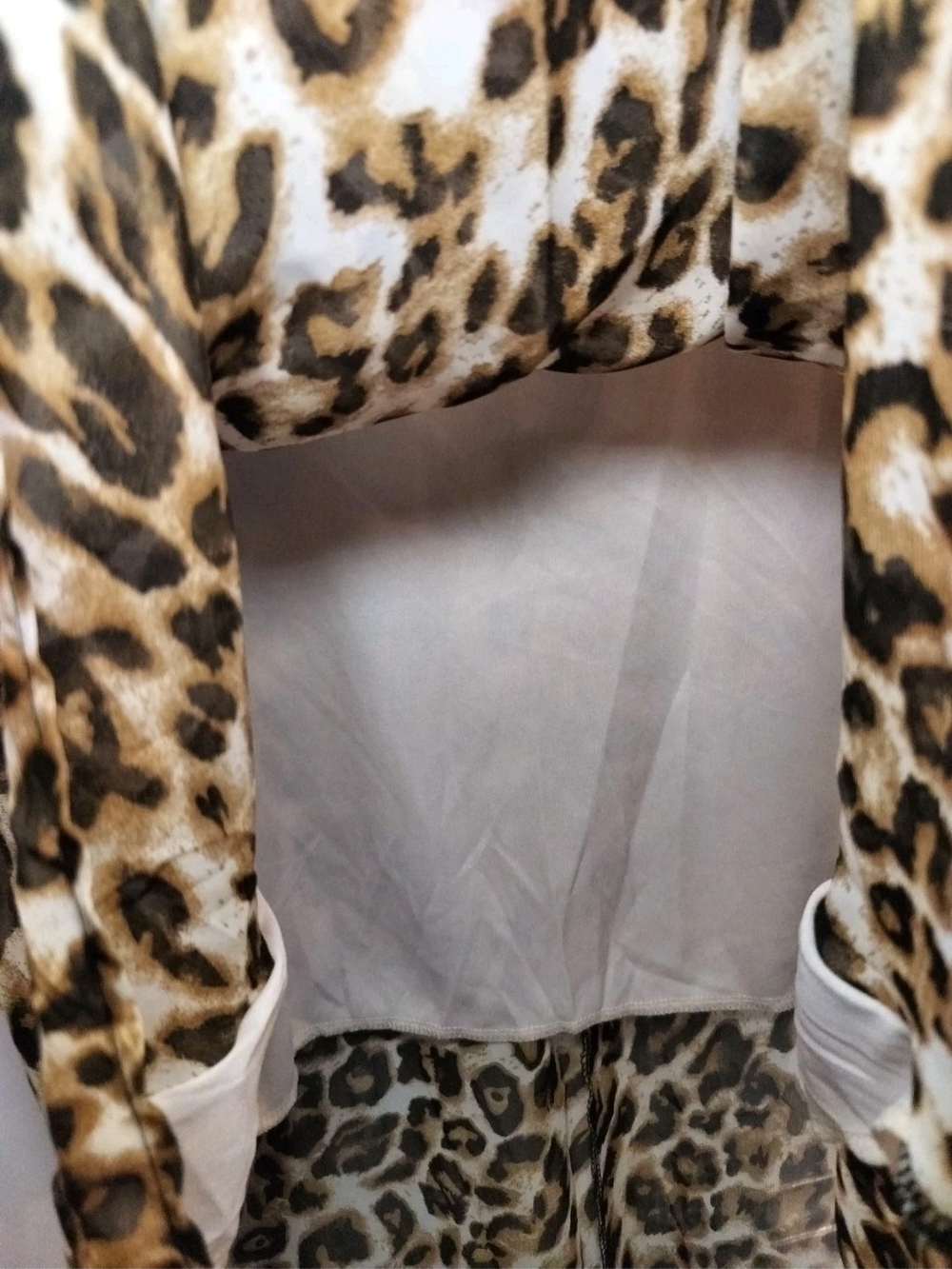 Women’s Leopard Print Hi-Low Tunic Blouse Sheer Layered Short Sleeve Size L Made - Picture 7 of 7